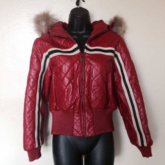 leather bomber jacket with fur hood